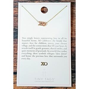 Tiny Tags XO Necklace 14k Gold Ion Plated Red Enamel‎ Hugs Kisses Target